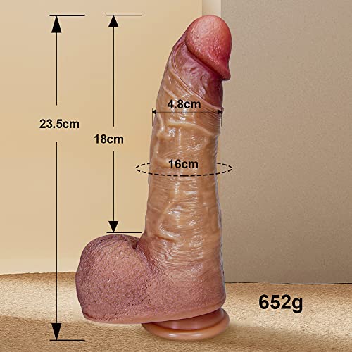 23.5cm dildo mit sperma spritzfunktion, riesen Penis mit starkem Saugnapf für freihändiges Spielen, großer realistischer, Silikon, dickes Spielzeug für damen, G-Punkt frauen und Männer Anal, xxl – Bild 7