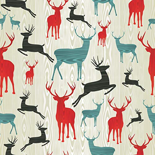 Image of DWELLSINDIA Reindeer in Wood Pattern Self Adhesive Wallpaper Peel & Stick, Waterproof, Scratch Resistant, Laminated (41cm x 244cm, Multi, Reindeer)