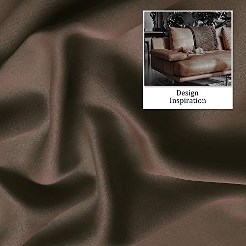 Image of IVAZA Living Room Bedroom Room Darkening Thermal Insulated Polyester Solid Blackout Curtain Noise Reducation Door Curtain 7 feet Set of 2(Coffee)