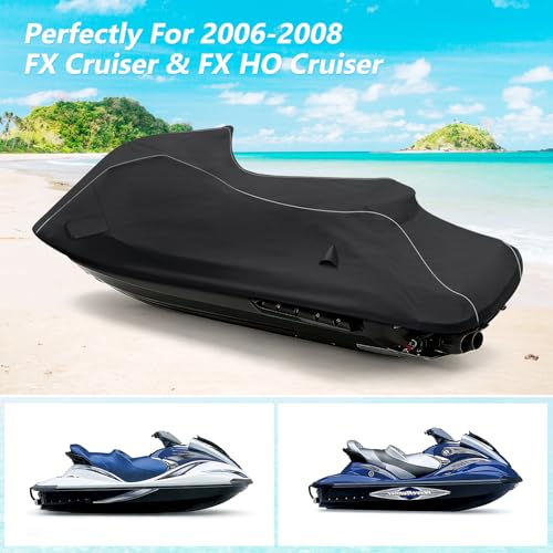 Waterproof Jet Ski Cover Custom Fit for 2006-2008 FX Cruiser & FX HO Cruiser, 600D Oxford UV-Proof Jetski Waverunner Covers, Trailerable Jetski Cover with Air Vents, Reflective Strips by BIGACOVER - Used condition - Image 7