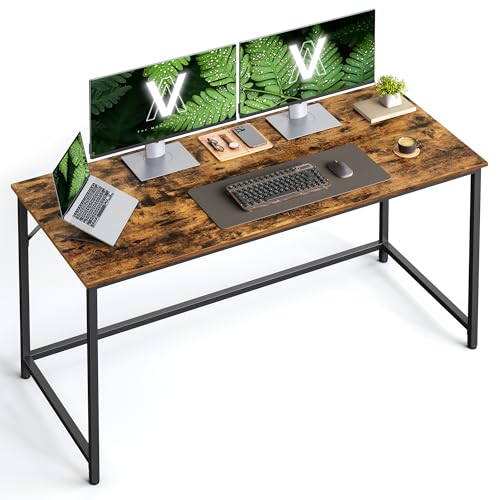 VASAGLE Bureau d'Ordinateur, Table, 60 x 135 x 76 cm, pour Bureau, Chambre, Salon, Cadre en Métal, Marron Rustique et Noir d'encre LWD043B01