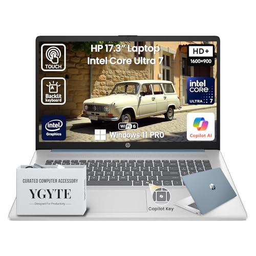 Image of HP 2026 17 Inch Laptop Touchscreen Computer, 17.3 HD+ IPS Touch Screen Business Laptop AI PC, 15th Gen Intel Core Ultra 7(12-Core), 16GB DDR5 RAM 1TB SSD|Windows 11 Pro, 10-Key Backlit Keyboard|WiFi6
