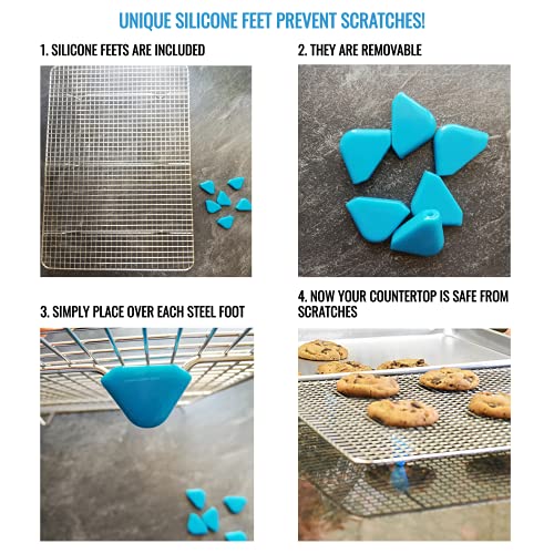 Baking Sheet With Wire Rack Set - Exclusive Silicone Feet Prevent Scratches - Bacon Rack For Oven Pan - Aluminum Half Sheet Pans For Cooking With Stainless Steel Wire Baking Rack For Oven Cooking Rack #TOP5