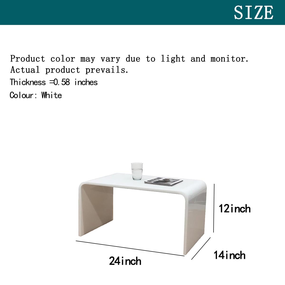 Acrylic 24" Small Table-Multipurpose Modern Furniture for Use as Lap desks, Acrylic Side Table or End Table in Living Rooms, Bedrooms and Offices: White