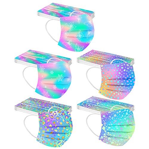 CHENSEN Disposable Face Mask 50Pack 3Ply Gradient Protective Breathable Comfortable Earloop Masks For Adults Women Men