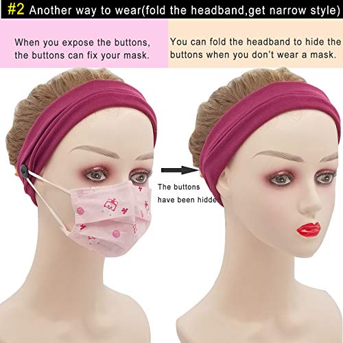 Yonuf Headbands For Women Nurses Doctors With Buttons Elastic Yoga Hair Bands Accessories Non Slip 4 Pcs thumb #4