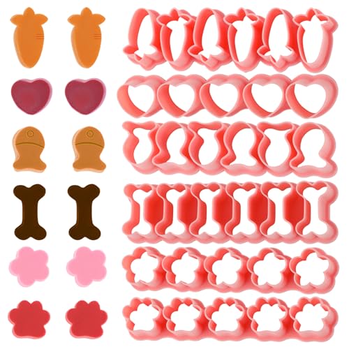 Nogeqi Stampini per biscotti per bambini, piccoli stampini per biscotti per bambini, 33 cavità di Natale, biscotti di pesce rosso, ossa di cane, zampa, cuore, carota, per biscotti, pasticcini