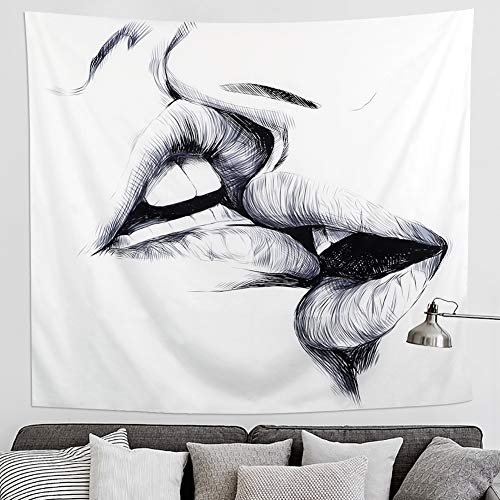 Alynsehom Tapestry Kissing Lovers Tapestry Wall Hanging Abstract Sketch Art Romantic Men or
