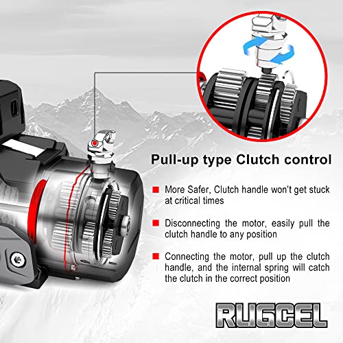 image for RUGCEL WINCH 13500lb Waterproof Electric Synthetic Rope Winch 12V with