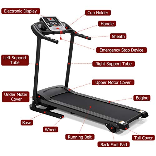 IMIKEYA Esteira dobrável com 15,7 cm de largura, 2.0 HP, máquina de corrida elétrica com garrafa e s