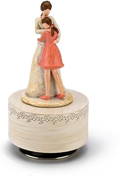 MusicBoxAttic Timeless Mother and Daughter Embrace Musical Figurine-Many Songs to Choose-Climb Every Mountain