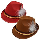 Melesh Oktoberfest German Alpine Bavarian Hat (Red/Brown)