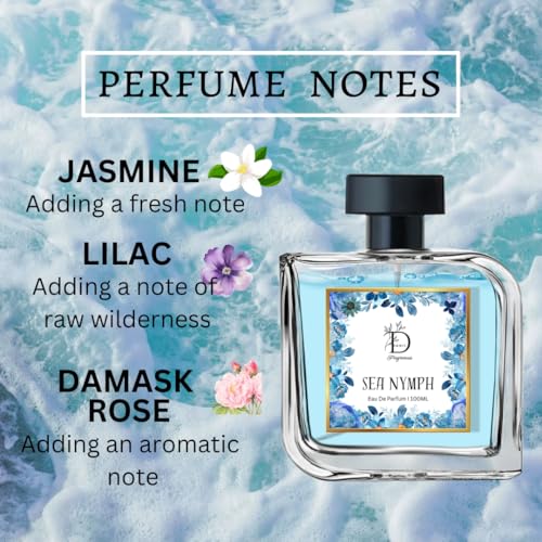 Image of Dionii SEA NYMPH Womens Eau De Parfum Perfume | Long Lasting Aquatic Fragrance With Lilac & Damask Rose, 100 ML
