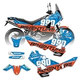 Decallab Customizable Personalized Motocross Full Graphics Kit, Complete Professional Adventure Bike Racing Decal Sticker Set for KTM Adventure 950 (2003-2006), KTM Advenure 990 (2006-2013) (Orange)