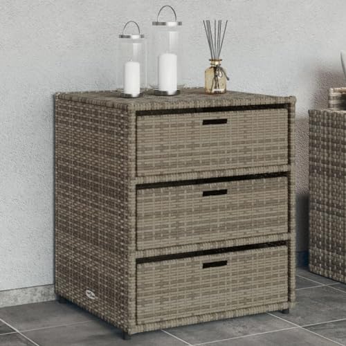 ShCuShan - Armario de resina con dos puertas, para interior exterior, armario de almacenamiento para jardín, color gris, 55 x 59 x 69 cm, poliratán