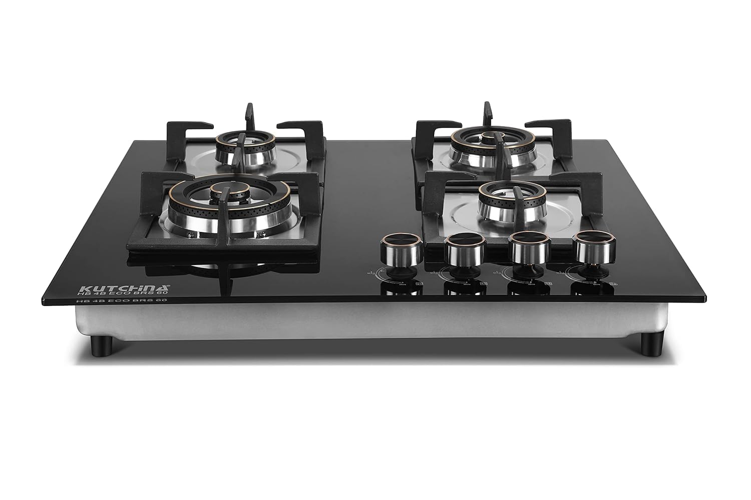 Kutchina Marica HB 4B ECO BRS 60 Hob Gas Stove 4 Burners | Auto Ignition | Cast Iron Pan Support | Gas Chulha 4 Burner | 1year on Product + 5years on Glass