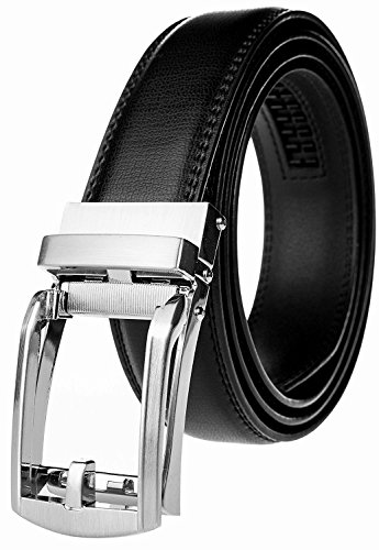Mens Leather Ratchet Dress Belt With Open Linxx Buckle, Waist Size Up to 46