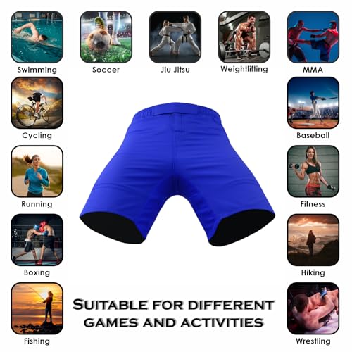 Roar Kids Mixed Martial Arts MMA Shorts BJJ Cross Training Gym Boxing Grappling Kickboxing Muay Thai Workout Shorts (US, Alpha, Large, Regular, Blue) - Thumbnail 5