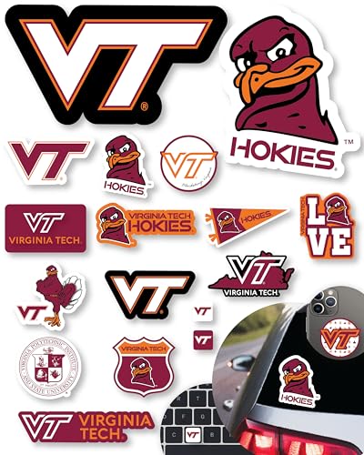 Virginia Tech Stickers for Gift, Car, Water Bottle, Laptop, and Phone for VT Football Fans and University Graduates (Virginia Tech Hokies)