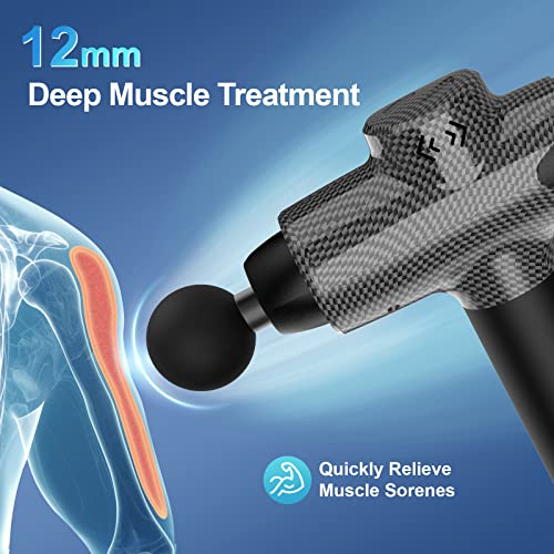 Muscle Massage Gun, Quiet Deep Tissue Percussion Back Neck Head Hammer Massager For Athletes, 30 Speed Level, Lcd Touch Screen With 6 Heads, Hand Held Massager (Carbon) #TOP4