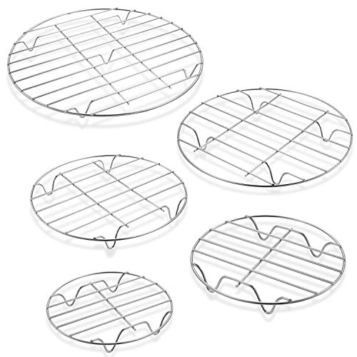 5 Pieces Round Cooling Rack Circular Wire Rack 12 10 9 7 6 Stainless Steel Round Baking and Cooling Steaming Cake Rack