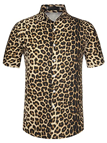 Amazon.com: Lars Amadeus Men's Leopard Shirt Short Sleeves Button