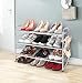 Simple Trending 3-Tier Stackable Shoe Rack, Expandable & Adjustable Shoe Shelf Storage Organizer, Wire Grid, Silver