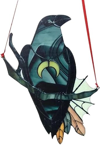 Youngy Adorno de bruja misteriosa de cuervo manchado de pájaro negro para decoración de pared