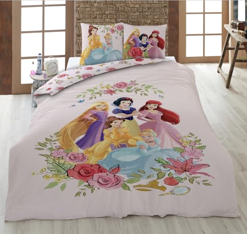 Aymax Housse de Couette Princesse Disney 135x200+80x80cm 100% Coton