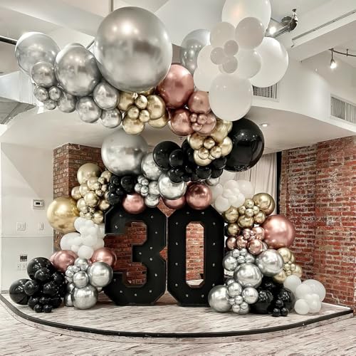 Image of PartyWoo Rose Gold Shades Balloon Garland Kit, 140 pcs Shades of Rose Gold Balloons Different Sizes Pack of 18 Inch 12 Inch 10 Inch 5 Inch for Balloon Garland, Birthday Decorations, Party Decorations