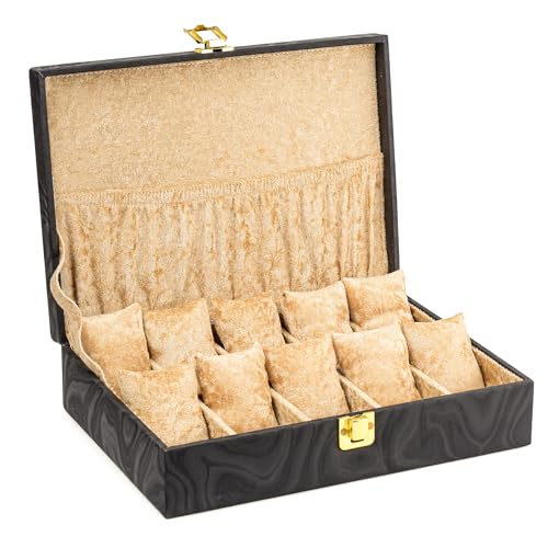 Image of NAAZS Premium 10 Slot Watch Organizer Box for Men Women | PU Leather Storage Case with Lid,Velvet Lining | Travel Watch Display Holder | Watch Collection Box Luxury Watch Box Gift For Him Her