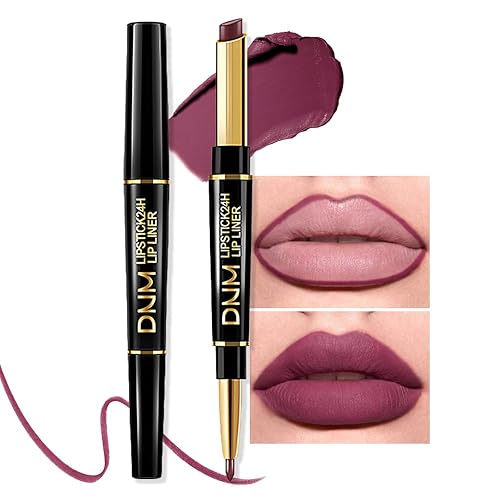 Miniatura 220 de evpct DNM Juego de 1 delineador de labios y lápiz labial rojo oscuro profundo, para mujer, tono mate, tinte labial de larga duración y resistente al