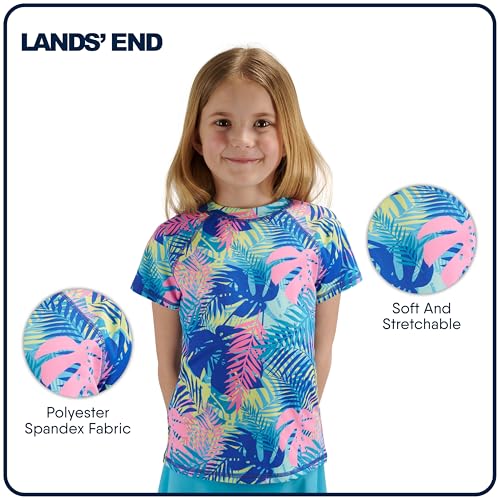 Image of Lands' End Girls' Swim UPF 50+ Short Sleeve Sun Tee Rash Guard Shirt