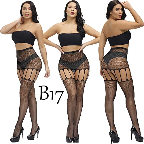 Image of Womens Suspender Pantyhose High Waist Fishnet Tights Fishnet Stockings Thigh High Stockings