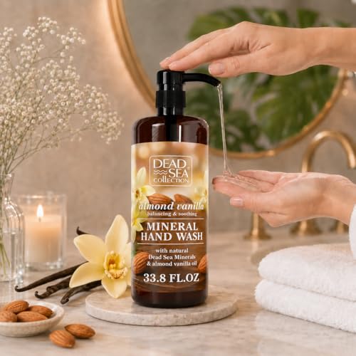 Image of Dead Sea Collection Hand Soap Pump Almond Vanilla - Moisturizing Hand Wash Liquid with Dead Sea Minerals - Almond Vanilla Oils, Balancing & Soothing Pack of 2 (33.8 Fl Oz Each) - 67.6 Fl Oz Total