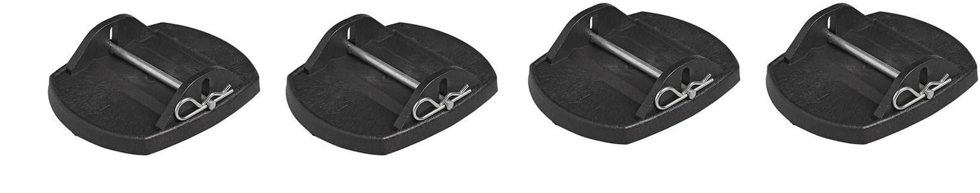 Lot de 4 plaques de support avec goupille de sécurité pour supports de manivelle de caravane, camping-car, caravane 18 x 14 cm, plaques + mini niveau à bulle gratuit