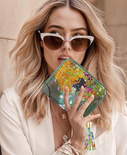 Image of Bistup 40 Slots Credit Card Holder for Women Girls, Cat Flower