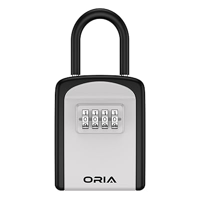 ORIA Key Lock Box for Outside, Portable Key Safe Box, Waterproof Combination Lockbox with Removable Shackle, 5 Keys Capacity