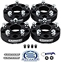 Supreme Suspensions - 4pc Set [Black] 1' Hub Centric Wheel Spacers for Jeep Renegade/Compass/Cherokee KL 2WD 4WD - BP: 5x110mm / CB: 65.1mm / Studs: M12x1.25 [Includes 4 Tire Valve Caps]