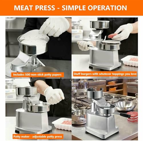 Prensa Comercial para Hamburguesas: Prensa Manual con múltiples bandejas para Preparar Tus propias Hamburguesas. Ideal para Asar y Preparar Alimentos. Herramienta de Cocina Robusta.