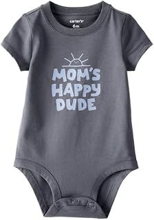 Carter's Baby Boy Mom’s Happy Dude Graphic Short Sleeve Bodysuit | Soft Cotton Romper with Snap Closure | Comfortable Baby... Price In India