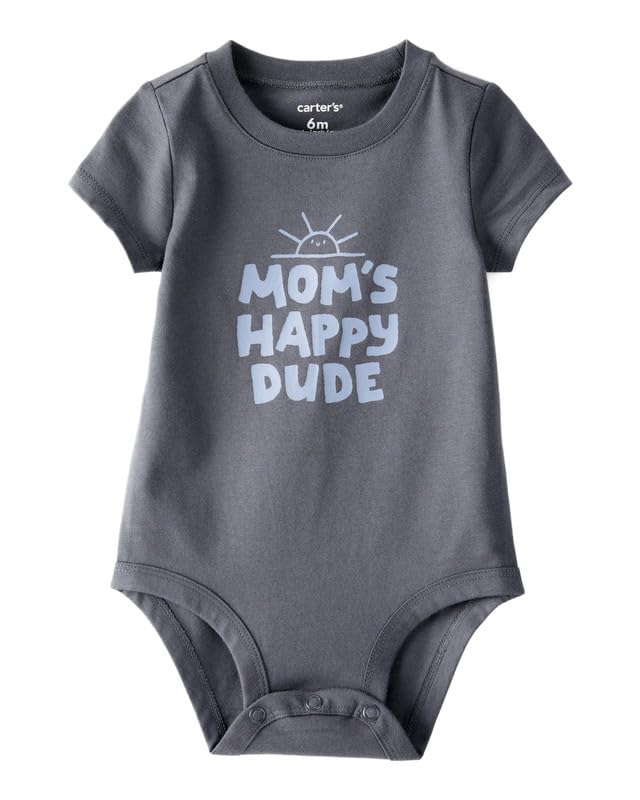 Carter's Baby Boy Mom’s Happy Dude Graphic Short Sleeve Bodysuit | Soft Cotton Romper with Snap Closure | Comfortable Baby... - Review, Price and Buying Guide