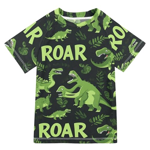 Green Dinosaurs Girls Bathing Suit Sun Protection Athletic Clothes Swimwear Beach Tops 3T