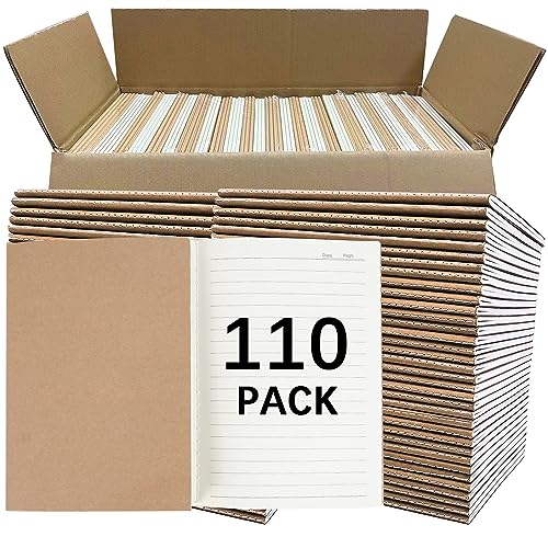 Carnets de composition A5 en vrac cahier ligné kraft 60 pages lot de 110 pour mémo