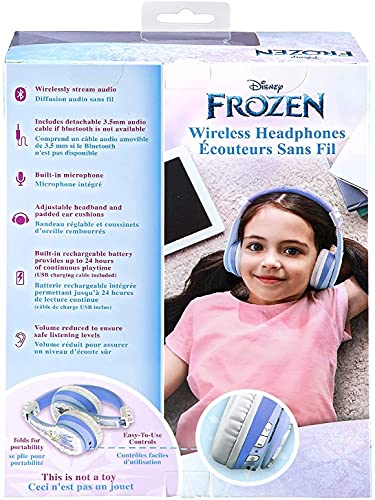 Image of ekids Disney Frozen Kids Bluetooth Headphones, Wireless with Microphone, Includes Aux Cord, Volume Reduced, Foldable for School, Home, or Travel