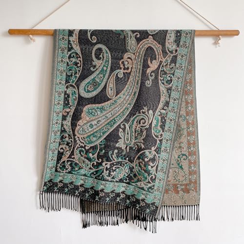 200cm*65cm Women's Large Ethnic Style Jacquard Shawl Cashmere Embroidered Tassel Scarf Wedding Shawl &Pashmina Shawl3