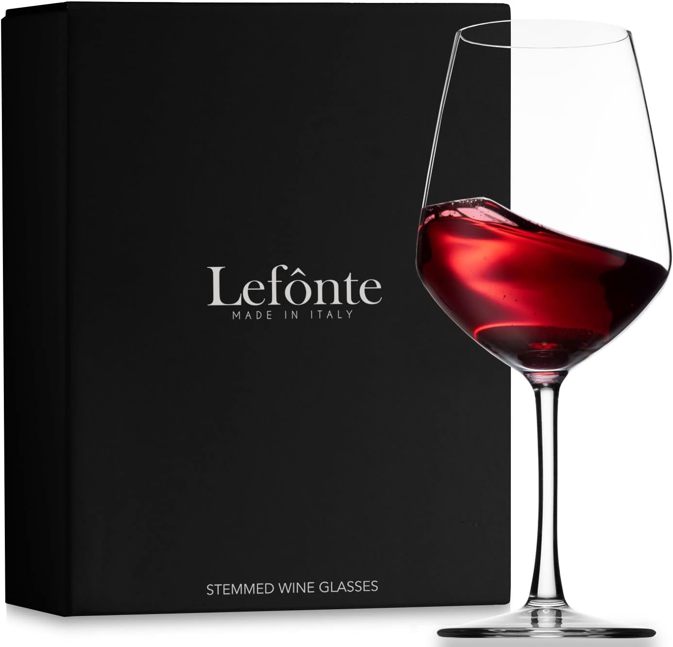 Wine Glasses, Italian Red Wine Glasses Set, 18oz Clear Wine Glasses, Wine Glass Cups, Set of 2 - Made In Italy - Image 4