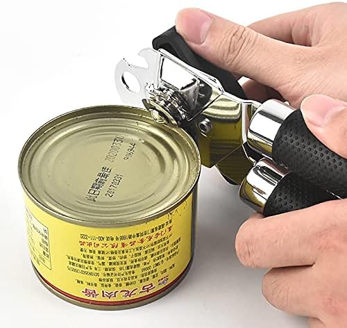 Beowanzk Can Opener, 3-in-1Manual Tin Openers That Work,Jar Openers for Arthritis Hands,Weak Hands Multifunctional Rotary Cutting Stainless Steel Black Multi Use Camping Smooth Edge Can Openers