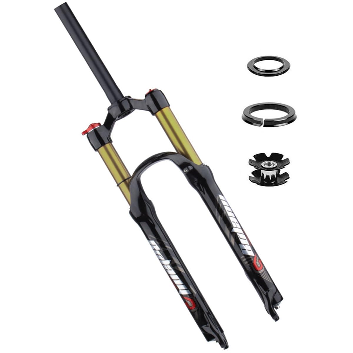 Przedni widelec amortyzowany powietrzem do roweru górskiego 26/27,5/29 cali z hamulcem tarczowym, rura prosta 1-1/8", szybkozłączka, 9 mm ręczna blokada MTB, droga sprężyny 100 mm, koło przednie 2500