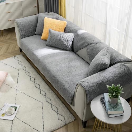 Votoko Sofabezug 1 2 3 4 Sitzer, Waschbare Couch Überzug, Sofaschoner rutschfest, Sofabezug l Form, Rechteckig Sofadecken für Sitzfläche, Universelle Sofa Überzug(Grau, 70x150cm)